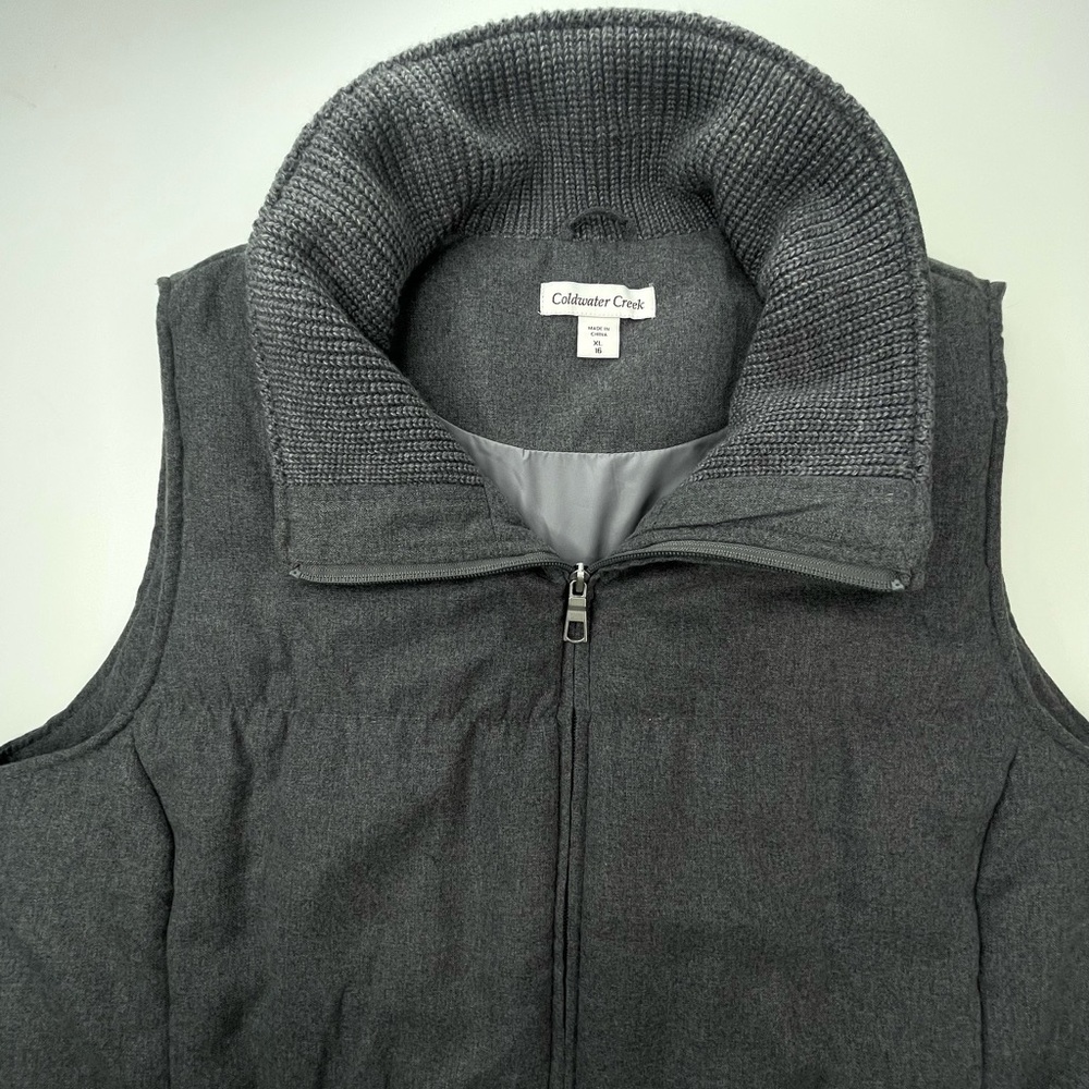 Coldwater Creek Mens Charcoal Gray Knit Collar Puffer Vest XL - Picture 3 of 12